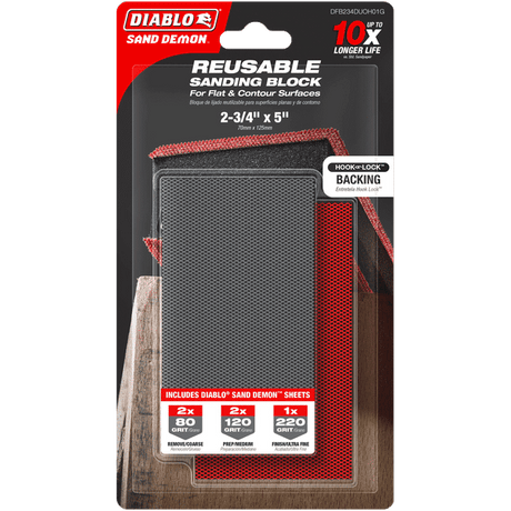 DIABLO DFB234DUOH01G 2 - 3/4" x 5" Reusable Hand Sanding Block - Mississauga Hardware Centre Inc