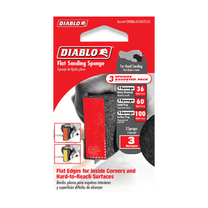 DIABLO DFBBLOCAST03G 4" x 2 - 1/2" x 1" Assorted Flat Edge Sanding Sponges (3 - pc) - Mississauga Hardware Centre Inc