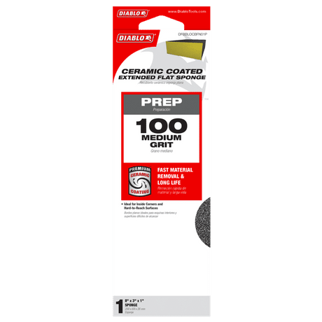 DIABLO DFBBLOCBFN01G 8" x 3" x 1" 100 - Grit Extended Flat Edge Sanding Sponge - Mississauga Hardware Centre Inc