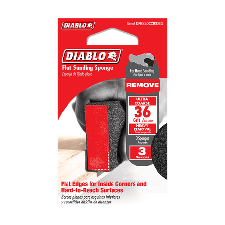 DIABLO DFBBLOCCRS03G Flat 36 - Grit Sanding Sponge (3 - pc) - Mississauga Hardware Centre Inc