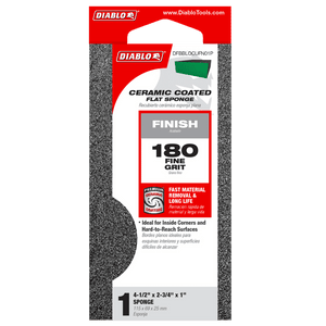 DIABLO DFBBLOCUFN01G 4" x 2 - 1/2" x 1" 180 - Grit Flat Edge Sanding Sponge - Mississauga Hardware Centre Inc