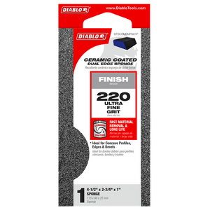 DIABLO DFBCOMBMFN01G 4" x 2 - 1/2" x 1" 220 - Grit Dual - Edge Sanding Sponge - Mississauga Hardware Centre Inc