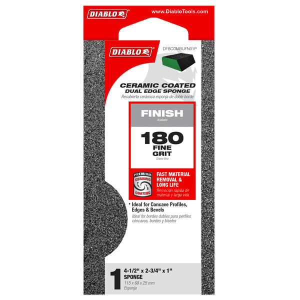 DIABLO DFBCOMBUFN01G 4" x 2 - 1/2" x 1" 180 - Grit Dual - Edge Sanding Sponge - Mississauga Hardware Centre Inc