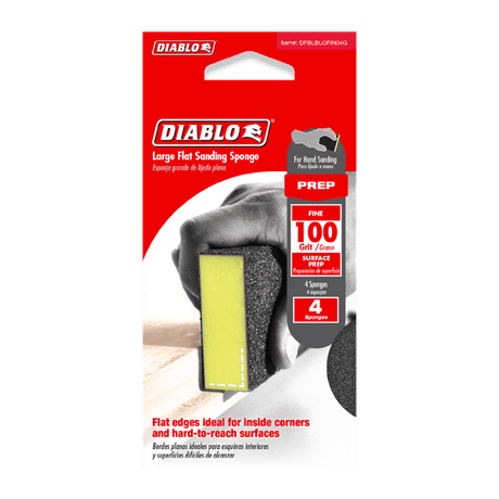 DIABLO DFBLBLOFIN04G 5" x 3" x 1" 100 - Grit Large Flat Edge Sanding Sponges (4 - pk) - Mississauga Hardware Centre Inc