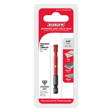 DIABLO DHS0250DG 1/4" Diamond Grit Hole Saw - Mississauga Hardware Centre Inc
