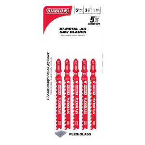 DIABLO DJT102BF5 3 - 5/8" 13TPI Bi - Metal Jig Saw Blades for Plexiglass (5 - pk) - Mississauga Hardware Centre Inc