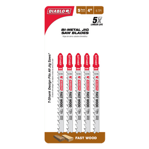 DIABLO DJT144DF5 4" 6TPI Bi - Metal Jig Saw Blades for Wood (5 - pk) - Mississauga Hardware Centre Inc