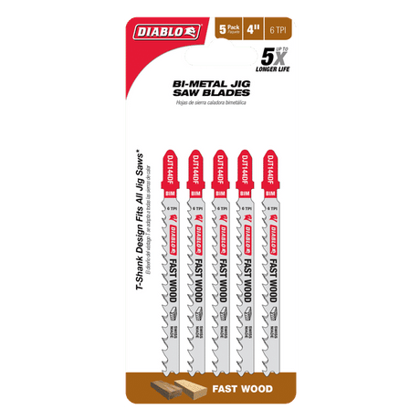 DIABLO DJT144DF5 4" 6TPI Bi - Metal Jig Saw Blades for Wood (5 - pk) - Mississauga Hardware Centre Inc