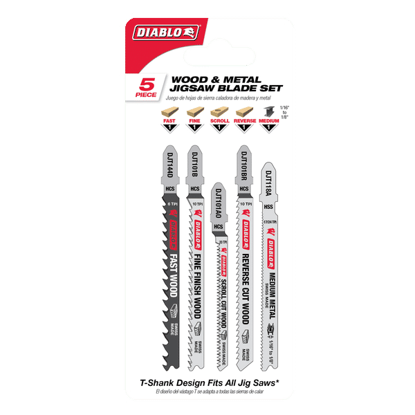 DIABLO DJT5S Jig Saw Blade Set for Wood & Metal (5 - pc) - Mississauga Hardware Centre Inc