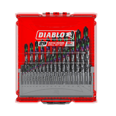 Diablo DMD - S29 Metal Demon™ Drill Bits Set for Mild, Hardened and Stainless Steels (29 - pc) - Mississauga Hardware Centre IncDiabloDMD-S29