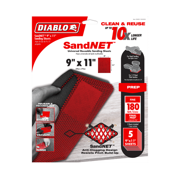 DIABLO DND911180H05G 9" x 11" Sand Demon™ 180 - Grit Reusable Sanding Sheets (5 - pk) - Mississauga Hardware Centre Inc
