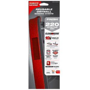 DIABLO DNS431220H05G 4 - 3/16" x 11 - 1/4" Sand Demon™ 220 - Grit Reusable Sanding Sheets for Drywall (5 - pk) - Mississauga Hardware Centre Inc