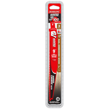 DIABLO DS0906CWSA3 9" 5/7 TPI AMPED™ Demo Demon™ Carbide Teeth Reciprocating Saw Blade for Nail - Embedded Wood - Mississauga Hardware Centre Inc