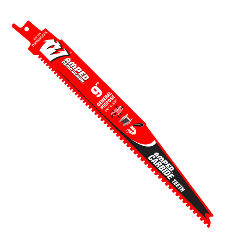 DIABLO DS0909CGPA3 9" 6/9TPI AMPED™ Demo Demon™ Carbide Teeth Reciprocating Saw Blades for General Purpose Cuts (3 - pk) - Mississauga Hardware Centre Inc