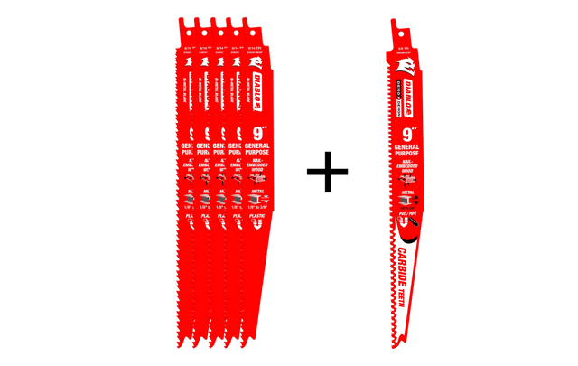 DIABLO DS0914BGP5PC 5+1 9” 8/14TPI Bi - Metal General Purpose Reciprocating Saw Blades for Nail Embedded Wood and Metal Cutting - Mississauga Hardware Centre Inc