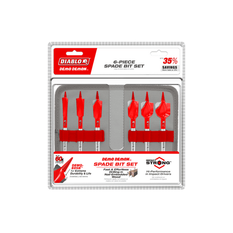 DIABLO DSPD4920 - S6 6 pc Demo Demon™ Spade Bit Set for Nail - Embedded Wood (6 - pc) - Mississauga Hardware Centre Inc