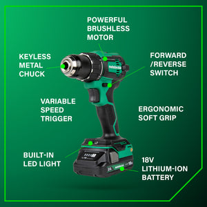 metabo HPT DS18DEXM 18V MultiVolt™ 1/2" Cordless Brushless Driver Drill Kit