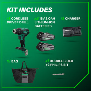 metabo HPT DS18DEXM 18V MultiVolt™ 1/2" Cordless Brushless Driver Drill Kit