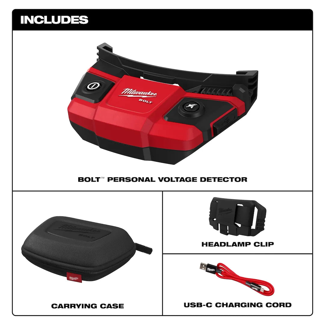 Milwaukee 48-73-2895 detector with headlamp clip carrying case and USB-C cord