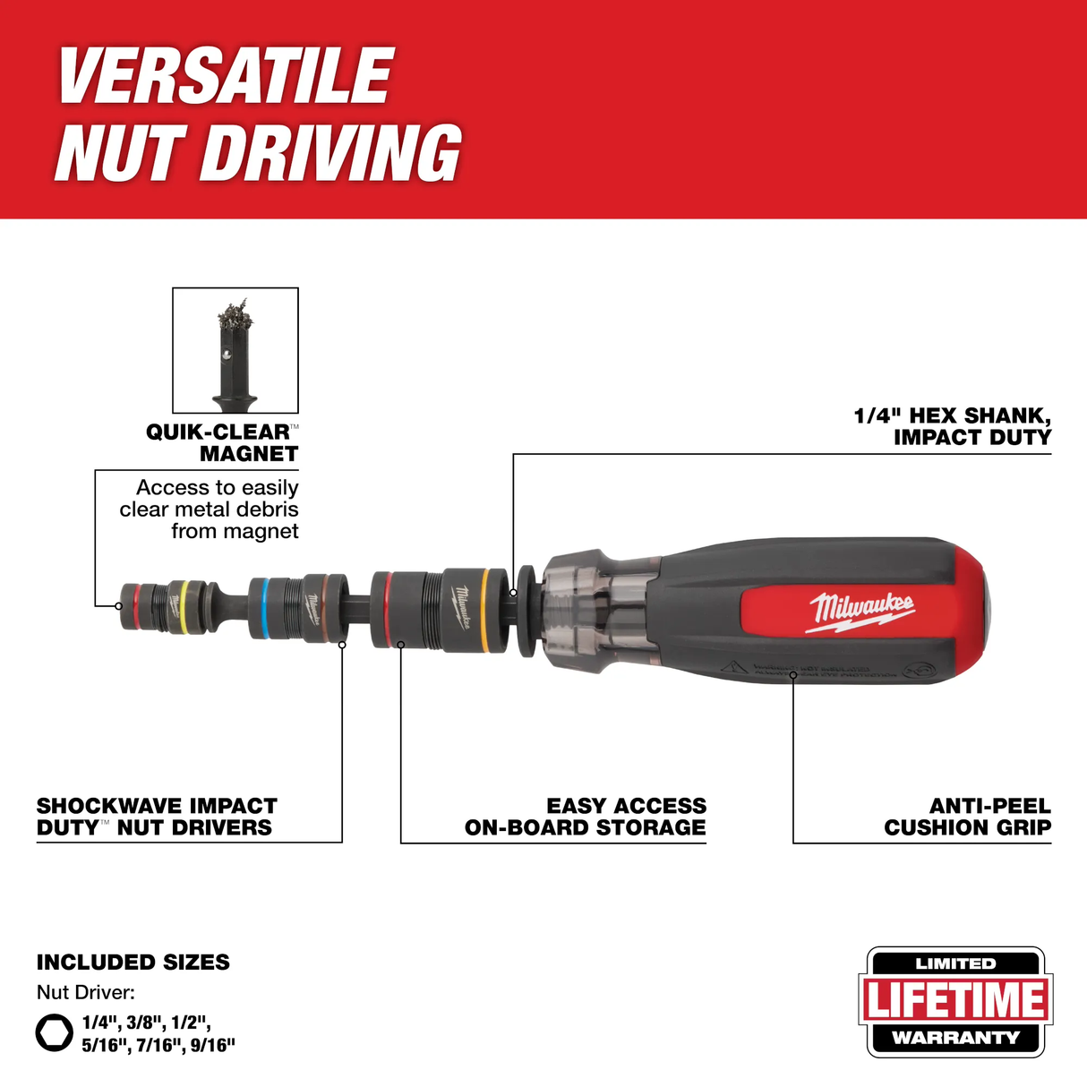 Milwaukee 48-22-2921 Multi-Nut Driver W/ SHOCKWAVE Impact Duty™ (flip) Magnetic Nut Drivers