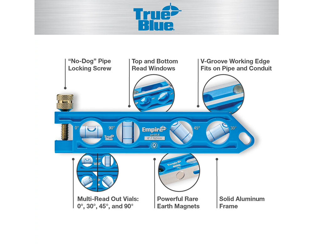 Empire EM85.6 6" TRUE BLUE® Die Cast Torpedo Level - Magnetic