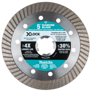 Makita E-07244 X‑LOCK 5" Turbo Rim Diamond Blade for Masonry Cutting