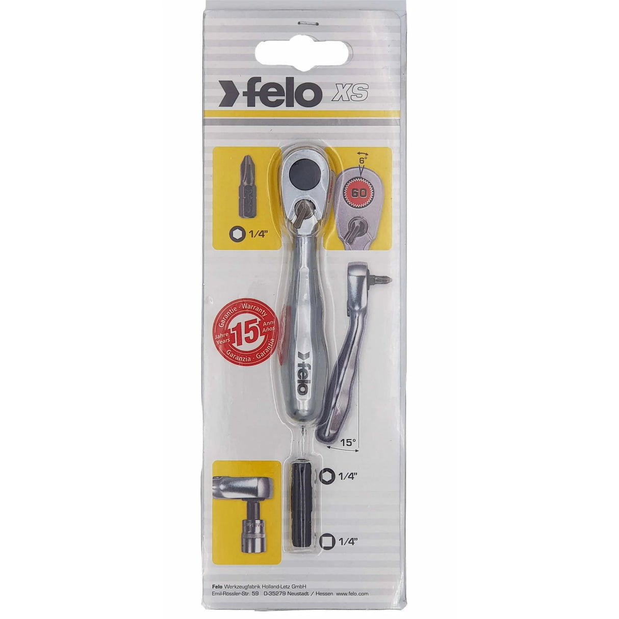 Felo Full metal Mini ratchet 1/4" MS 98 mm - Mississauga Hardware Centre Inc