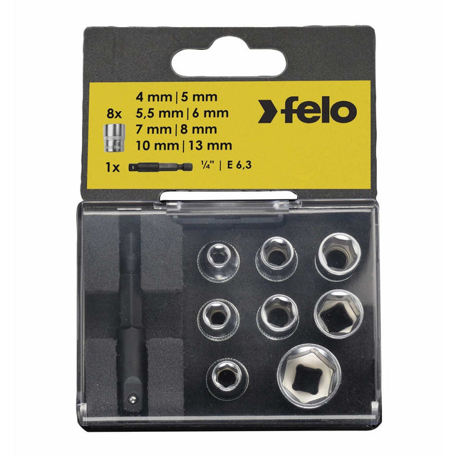 Felo Socket - Box 1/4" 9 - pcs. SW 4 - 13 mm - Mississauga Hardware Centre IncFELO00005798106