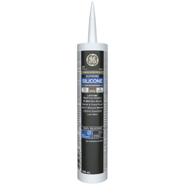 GE 300ml Supreme Silicone Window & Door Sealant - White - Mississauga Hardware Centre Inc