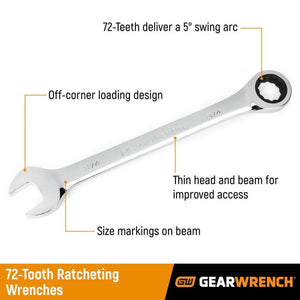 GEARWRENCH 35720 - 06 20 Piece 72 - Tooth SAE/Metric Ratcheting Combination Wrench Set - Mississauga Hardware Centre Inc
