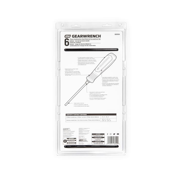 GEARWRENCH 80050H 6 Piece Phillips®/Slotted Dual Material Screwdriver Set - Mississauga Hardware Centre Inc