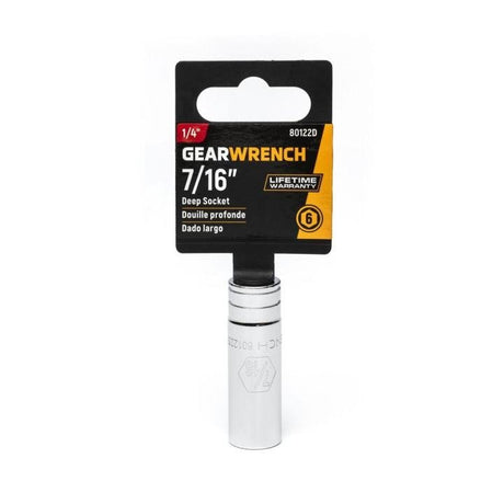 GEARWRENCH 80122D 1/4" Drive 6 Point Deep SAE Socket 7/16" - Mississauga Hardware Centre Inc