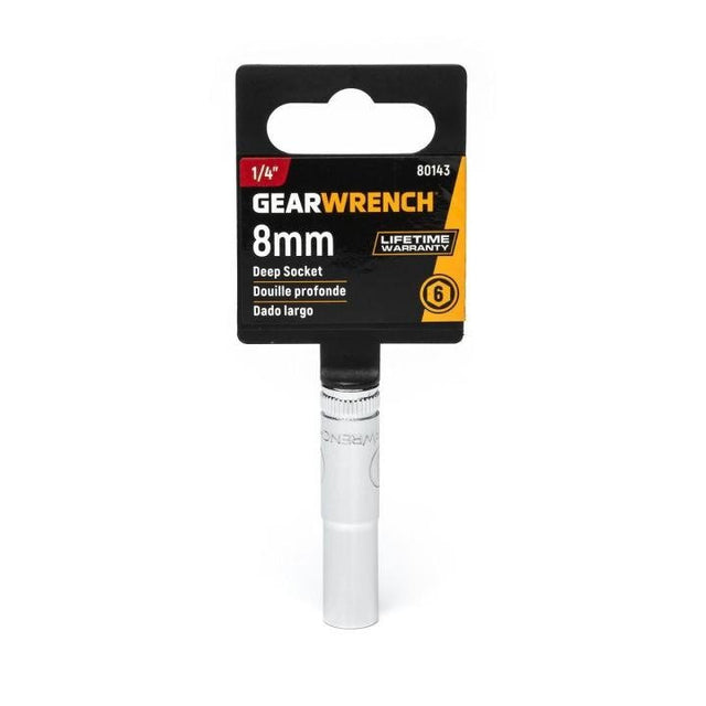 GEARWRENCH 80143 1/4" Drive 6 Point Deep Metric Socket 8mm - Mississauga Hardware Centre Inc