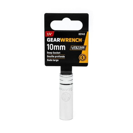 GEARWRENCH 80145 1/4" Drive 6 Point Deep Metric Socket 10mm - Mississauga Hardware Centre Inc