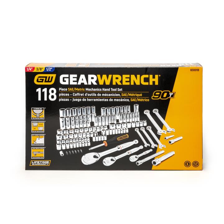 GEARWRENCH 83001D 118 Piece 1/4", 3/8" & 1/2" Drive 6 & 12 Point Standard & Deep SAE/Metric Mechanics Tool Set - Mississauga Hardware Centre Inc