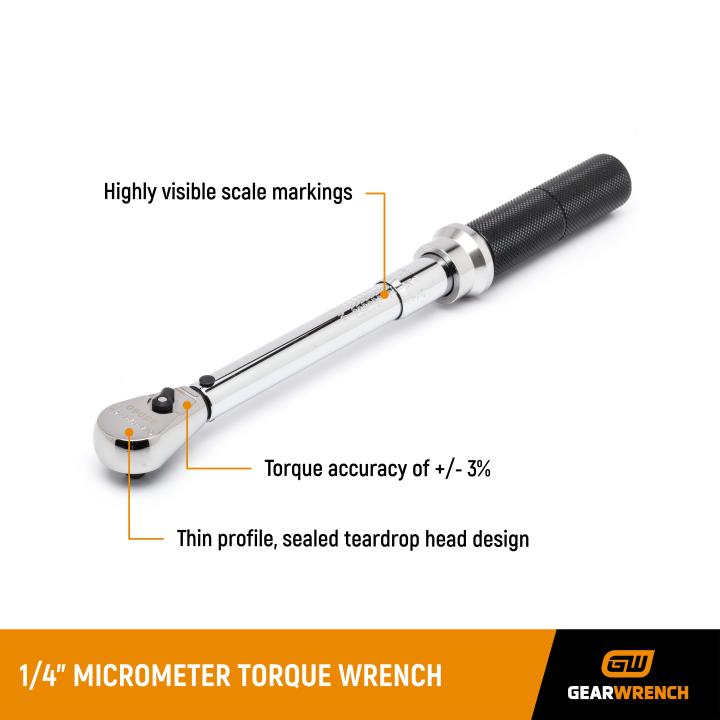 GEARWRENCH 85060M ¼” Drive Micrometer Torque Wrench 30 - 200 in - lb. - Mississauga Hardware Centre Inc
