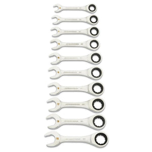 GEARWRENCH 86850 10 Piece 90 - Tooth 12 Point Metric Stubby Ratcheting Combination Wrench Set - Mississauga Hardware Centre Inc