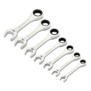 GEARWRENCH 86858 7 Piece 90 - Tooth 12 Point SAE Stubby Ratcheting Combination Wrench Set - Mississauga Hardware Centre Inc