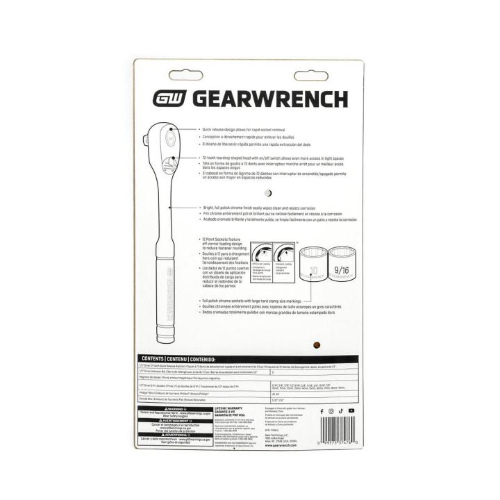 GEARWRENCH GWXSCBMTS12 27 Piece 1/2" Drive 12 Point SAE/Metric Mechanics Hand Tool Set - Mississauga Hardware Centre Inc