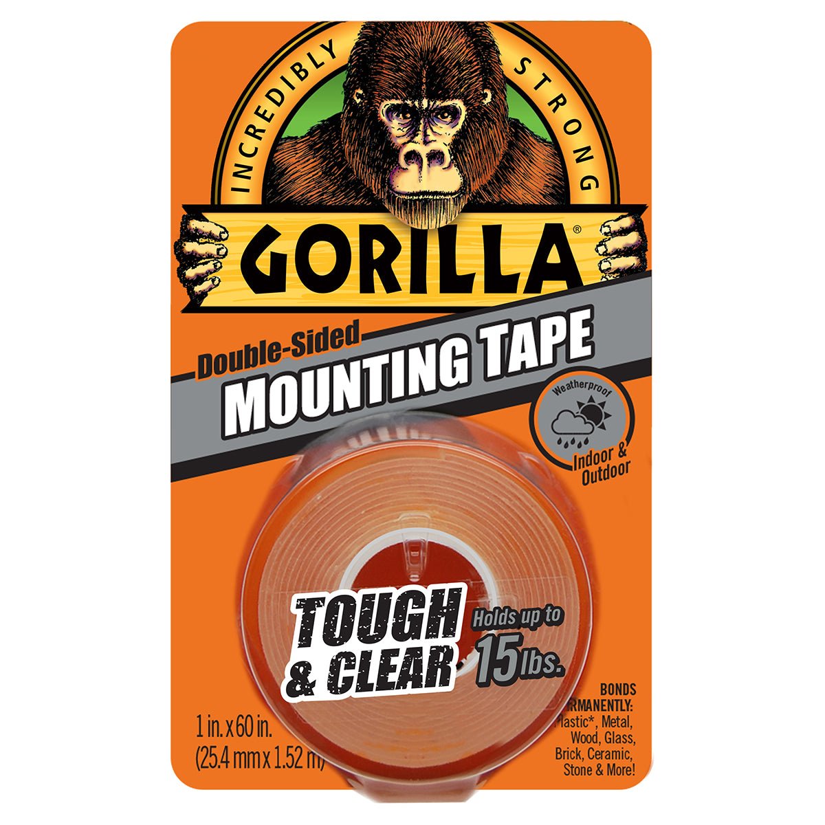 Gorilla 85060651 Mounting Tape 1 x 60in Holds 15lb - Mississauga Hardware Centre Inc