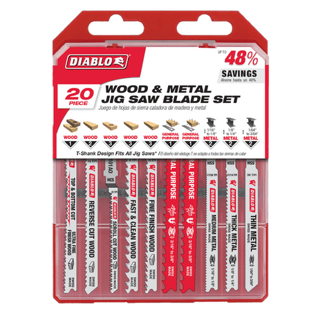 DIABLO DJT20S Jig Saw Blade Set for Wood, Metal and Plastics (20-pc)