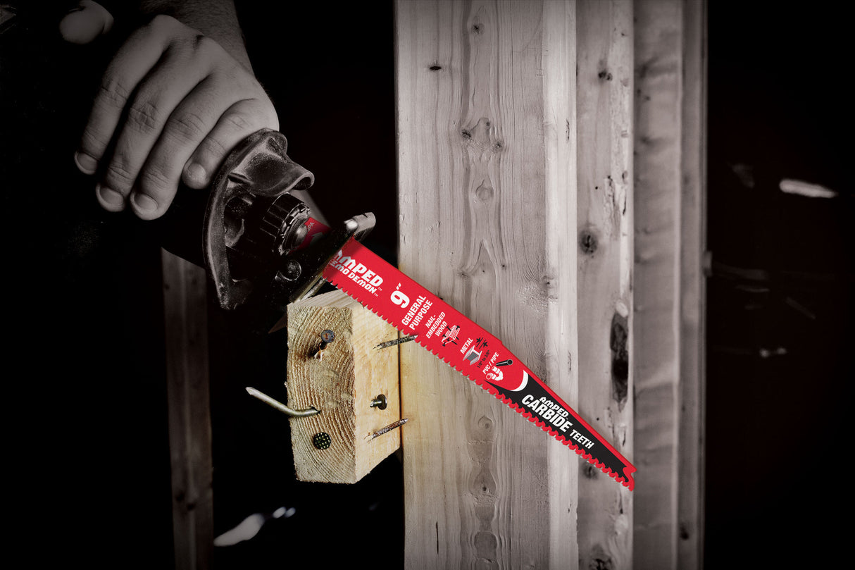 DIABLO DS0909CGPA3 9" 6/9TPI AMPED™ Demo Demon™ Carbide Teeth Reciprocating Saw Blades for General Purpose Cuts (3-pk)