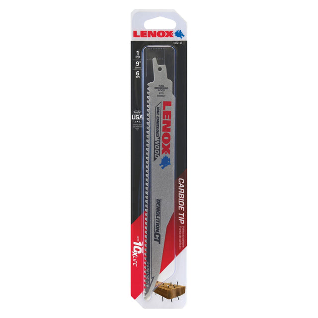 LENOX 1832143 Demolition CT™ 9" Reciprocating Saw Blades 6TPI 1/PK - Mississauga Hardware Centre Inc
