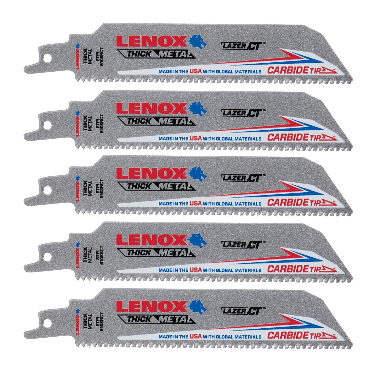 LENOX 2014223 6" x 1" Lazer CT™ Carbide Tipped Reciprocating Saw Blades (5 Pack) - Mississauga Hardware Centre Inc