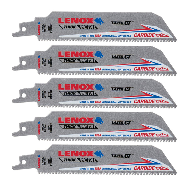 LENOX 2014223 6" x 1" Lazer CT™ Carbide Tipped Reciprocating Saw Blades (5 Pack) - Mississauga Hardware Centre Inc