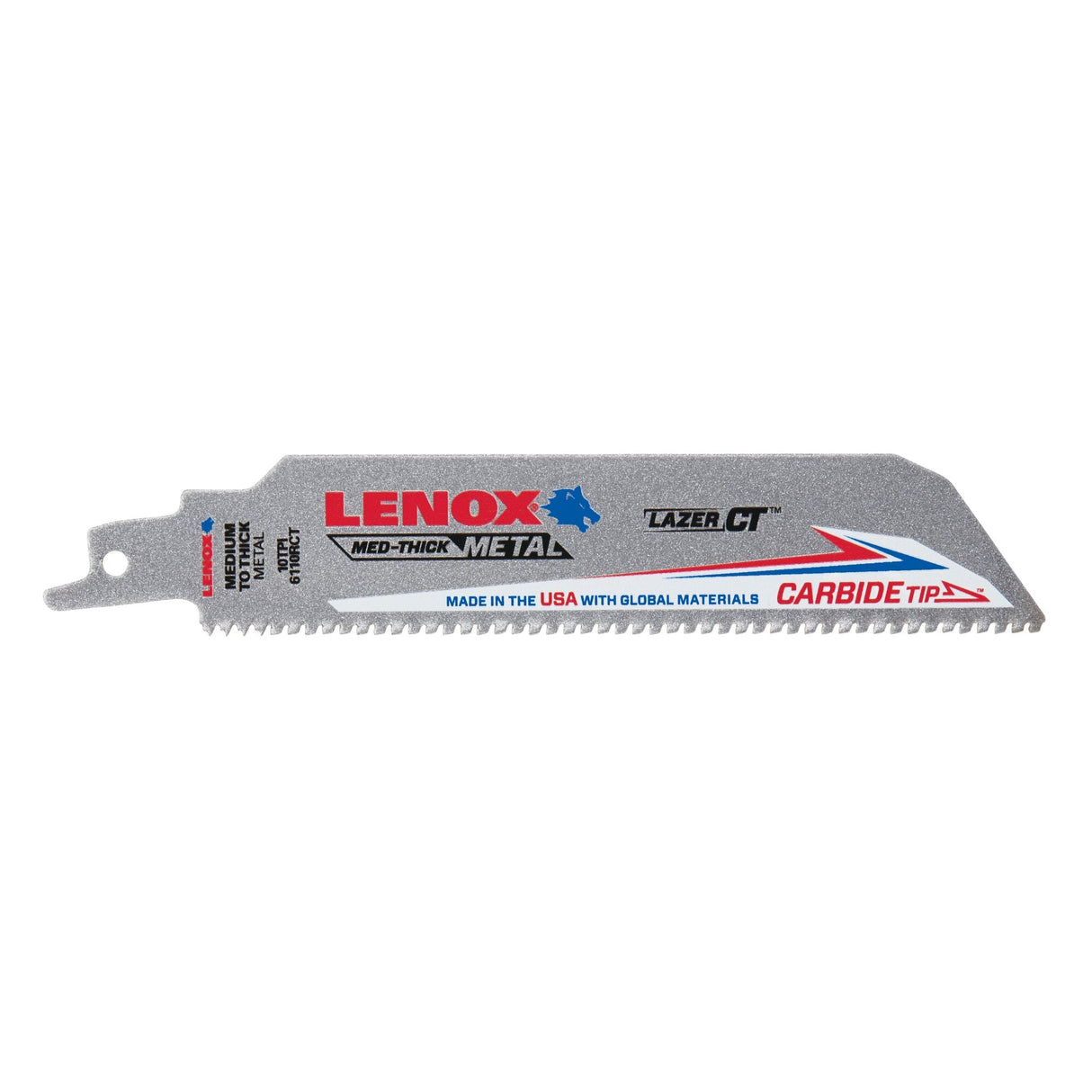 LENOX LXAR6110CT 6 in. x 1 in. LAZER CT™ 10 TPI Carbide Tipped Reciprocating Saw Blades (5 PK) - Mississauga Hardware Centre Inc