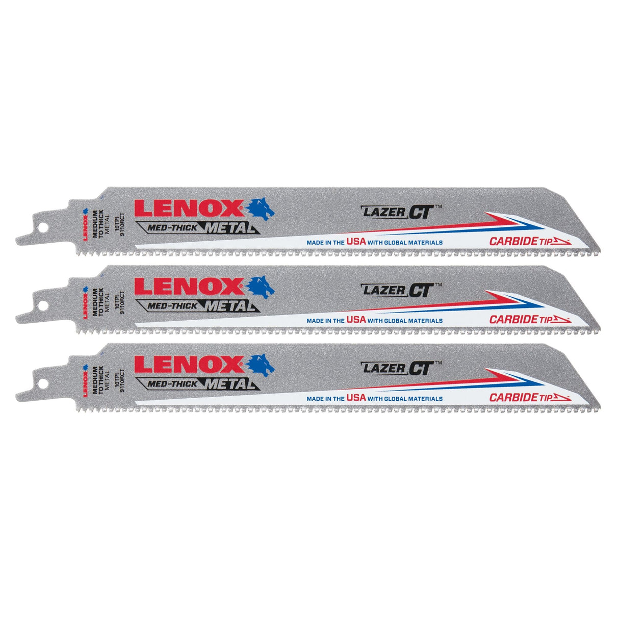 LENOX LXAR9110CT 9 in. x 1 in. LAZER CT™ 10 TPI Carbide Tipped 9" Reciprocating Saw Blades (5 PK) - Mississauga Hardware Centre Inc