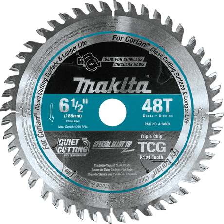 Makita A - 98809 6‑1/2" 48T Carbide‑Tipped Cordless Plunge Saw Blade - Mississauga Hardware Centre Inc