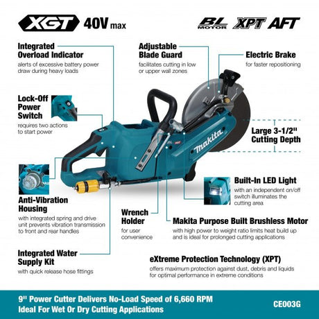 Makita CE003GZ03 40Vmax XGT Brushless 9" Power Cutter, Tool Only - Mississauga Hardware Centre Inc
