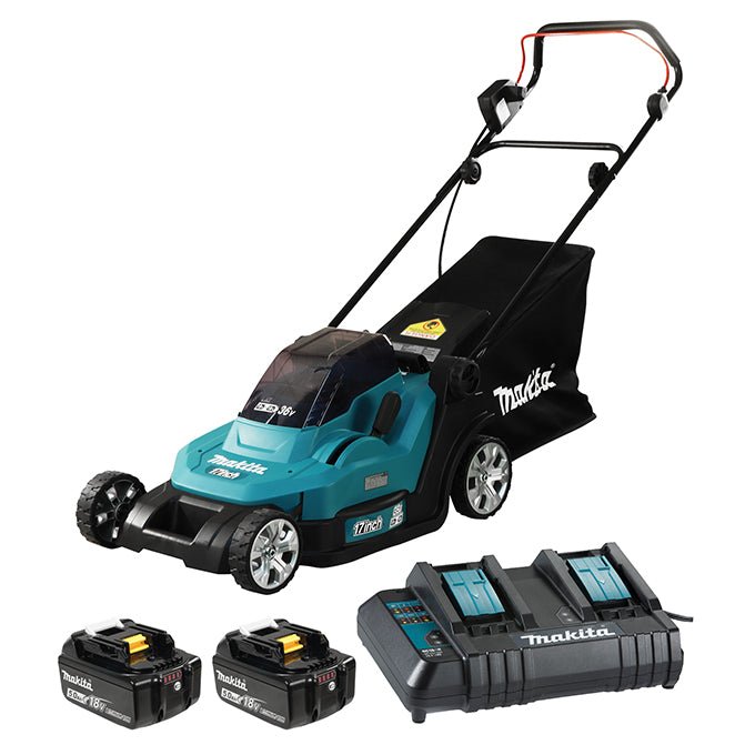 Makita DLM432CT2 18Vx2 Li Ion (5.0 Ah) 17" Lawn Mower with Standard Dual Port Charger Kit - Mississauga Hardware Centre IncMakitaDLM432CT2